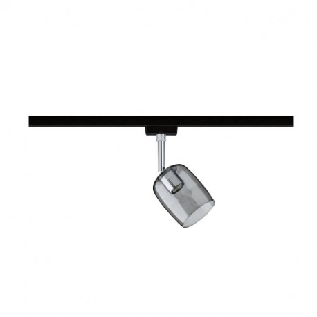 Spot orientable sur rail Blossom URail Paulmann - G9 - 10W max - Dimmable - Noir mat/ verre fumé - Sans ampoule