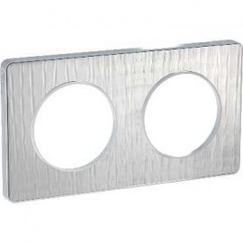 Plaque Odace Touch - Aluminium brossé croco avec liseré aluminium - Double horizontale / verticale 71mm