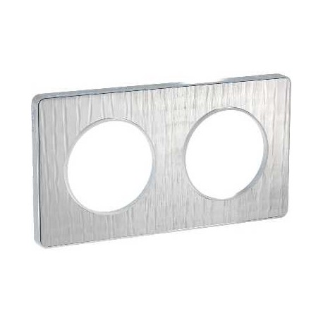 Plaque Odace Touch - Aluminium brossé croco avec liseré aluminium - Double horizontale / verticale 71mm