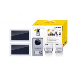 Kit portier-vidéo mains libres Vimar - Avec 2 moniteurs 7" - Alimentation modulaire
