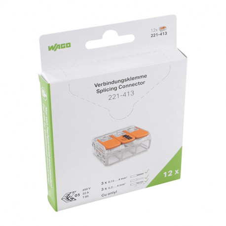 Mini borne WAGO pour 5 conducteurs - 6mm² avec leviers de manipulation