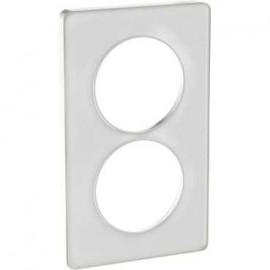 Plaque Odace Touch - Translucide blanc avec liseré blanc - Double verticale 57mm