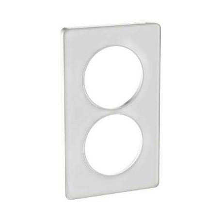 Plaque Odace Touch - Translucide blanc avec liseré blanc - Double verticale 57mm