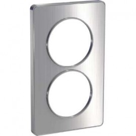 Plaque Odace Touch - Aluminium brossé avec liseré aluminium - Double verticale 57mm