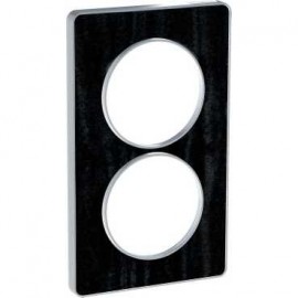 Plaque Odace Touch - Chêne astrakan noir avec liseré aluminium - Double verticale 57mm