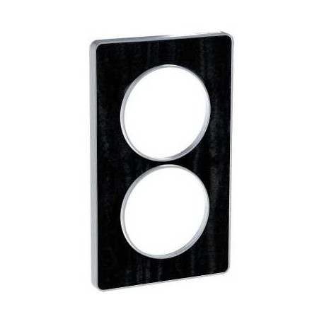 Plaque Odace Touch - Chêne astrakan noir avec liseré aluminium - Double verticale 57mm