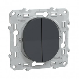 Double poussoir fermeture Ovalis Schneider Electric - 10 AX - 250V - Anthracite