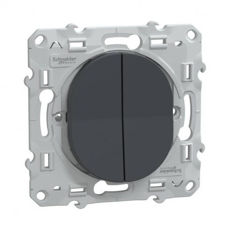 Double poussoir fermeture Ovalis Schneider Electric - 10 AX - 250V - Anthracite
