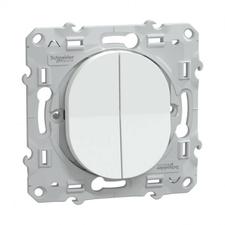 Double poussoir fermeture Ovalis Schneider Electric - 10 AX - 250V - Blanc