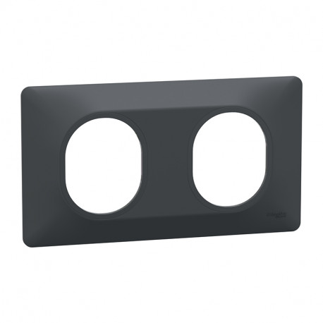 Plaque de finition Ovalis Schneider Electric - 2 postes Horizontal - Anthracite