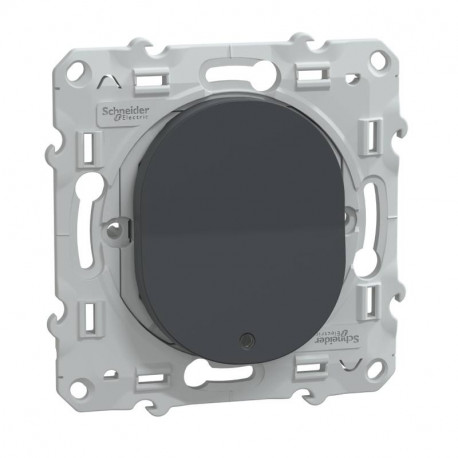 Bouton poussoir à fermeture lumineux Ovalis Schneider Electric - 10 AX - LED bleu - Anthracite