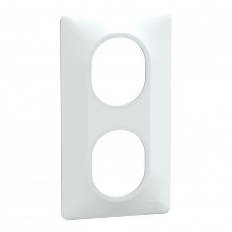 Plaque de finition Ovalis Schneider Electric - 2 postes Vertical - Blanc