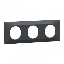 Plaque de finition Ovalis Schneider Electric - 3 postes Horizontal - Anthracite