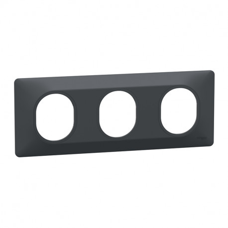 Plaque de finition Ovalis Schneider Electric - 3 postes Horizontal - Anthracite