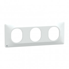 Plaque de finition Ovalis Schneider Electric - 3 postes Horizontal - Blanc Antibactérien