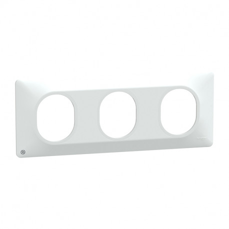 Plaque de finition Ovalis Schneider Electric - 3 postes Horizontal - Blanc Antibactérien