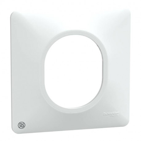 Plaque de finition Ovalis Schneider Electric - 1 poste - Blanc Antibactérien