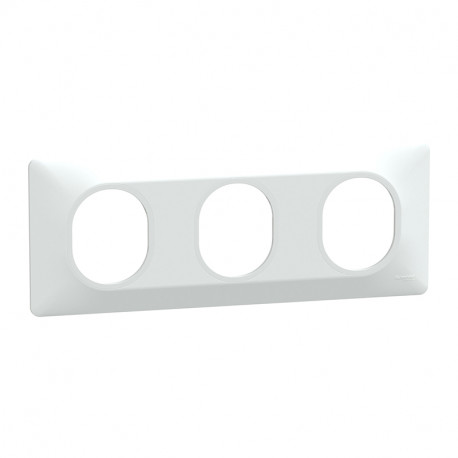 Plaque de finition Ovalis Schneider Electric - 3 postes Horizontal - Blanc