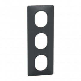 Plaque de finition Ovalis Schneider Electric - 3 postes Vertical - Anthracite