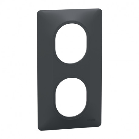 Plaque de finition Ovalis Schneider Electric - 2 postes Vertical - Anthracite