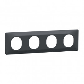 Plaque de finition Ovalis Schneider Electric - 4 postes Horizontal - Anthracite