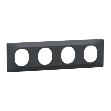 Plaque de finition Ovalis Schneider Electric - 4 postes Horizontal - Anthracite