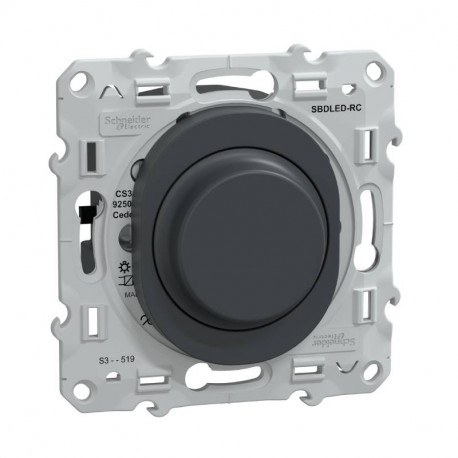 Variateur de lumière rotatif Ovalis Schneider Electric - 2 ou 3 fils - 230V - Anthracite