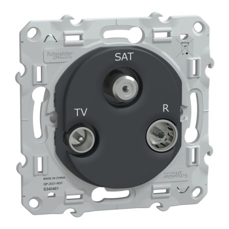 Prise TV-R-SAT Ovalis Schneider Electric - Encastré - Anthracite