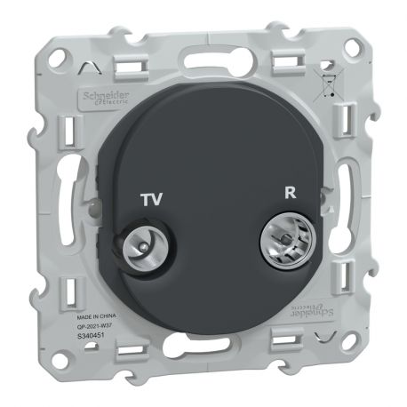 Prise TV-R Ovalis Schneider Electric - Encastré - Anthracite