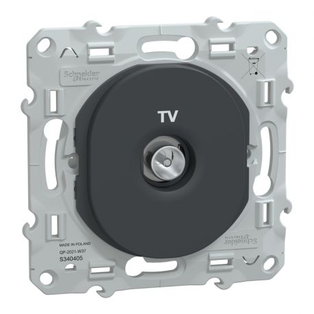 Prise TV simple Ovalis Schneider Electric - Encastré - Anthracite