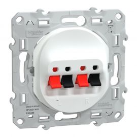 Prise haut parleur Ovalis Schneider Electric - 2 sorties - Encastré - Blanc
