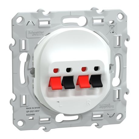 Prise haut parleur Ovalis Schneider Electric - 2 sorties - Encastré - Blanc