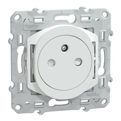 Prise électrique affleurante Ovalis Schneider Electric - Fixation vis - 2P+T - 16A - 250V - Blanc