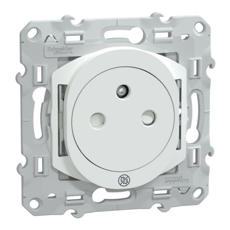 Prise électrique Ovalis Schneider Electric - Antibactérien - Fixation vis - 2P+T - 16A - 250V - Blanc