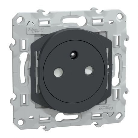 Prise électrique affleurante Ovalis Schneider Electric - Fixation griffes montées - 2P+T - 16A - 250V - Anthracite