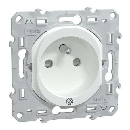 Prise de courant Ovalis Schneider Electric - Antibactérien - Encastrée - 16A - 250V - Intérieur - Blanc