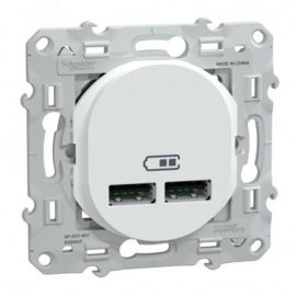 Double prise USB A+A Ovalis Schneider Electric - 10,5W - 250V - Blanc