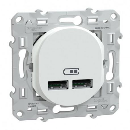 Double prise USB A+A Ovalis Schneider Electric - 10,5W - 250V - Blanc