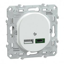 Prise USB Ovalis Schneider Electric - Type A 7,5W - Type C 45W - 250V - Blanche