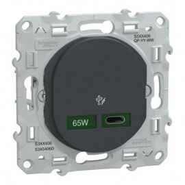 Prise USB Ovalis Schneider Electric - Type C 65W - 250V - Anthracite
