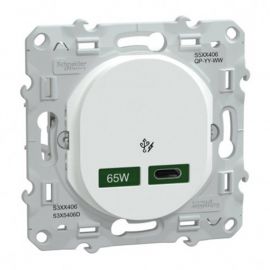 Prise USB Ovalis Schneider Electric - Type C 65W - 250V - Blanc