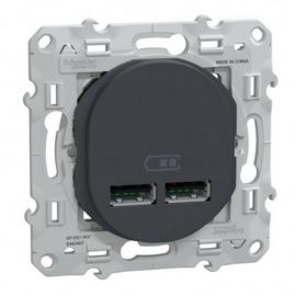 Double prise USB A+A Ovalis Schneider Electric - 10,5W - 250V - Anthracite