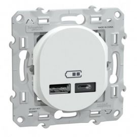 Double prise USB A+C Ovalis Schneider Electric - 12W - 250V - Blanc