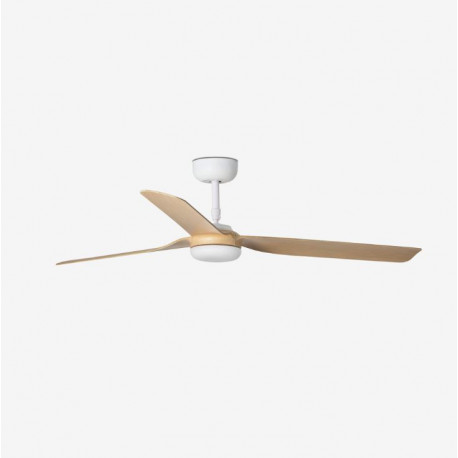 Ventilateur plafond Punt Faro - Connecté - 17,6m² - Blanc/Bois