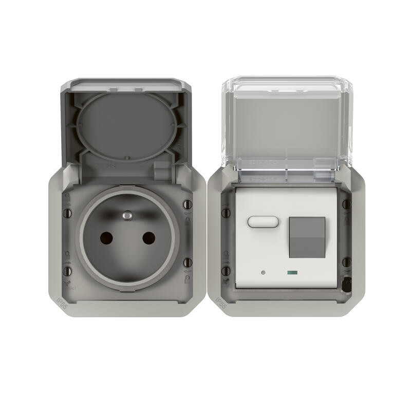 Prise électrique Legrand SAGANE 86441 - 2P+T, Volet, Gris Plexo - Neuf En Emballage