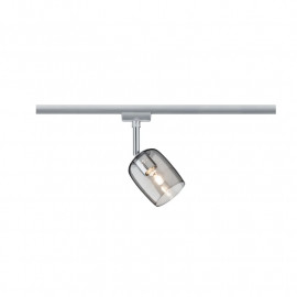 Spot sur rail Blossom Paulmann - Chrome mat, Verre fumé - G9