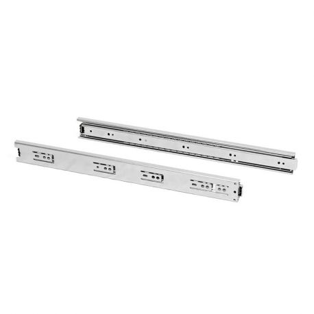 Paire de coulisses pour tiroirs - à billes - 45 x 650 mm - A sortie totale - Zingué