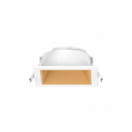 Collerette basse luminance carrée/carrée pour spot Éclat II Miidex - Ø82 mm - Blanc/doré