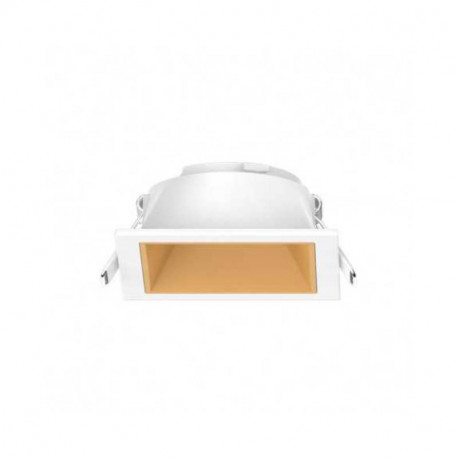 Collerette basse luminance carrée/carrée pour spot Éclat II Miidex - Ø82 mm - Blanc/doré