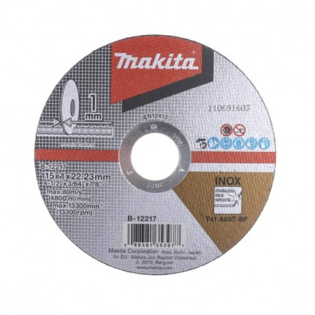 Lot de 10 disques à tronçonner Makita - Ø115 mm - Métal Inox - Pour meuleuses